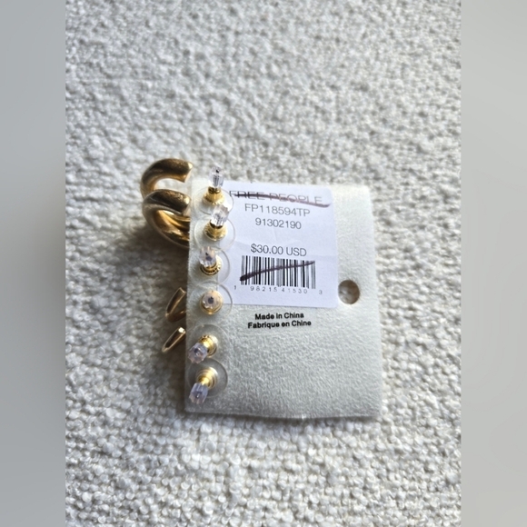 Free People, Set of 3 Earrings, Brushed Gold Tone/Burnt Orange, NWT! - Picture 2 of 2